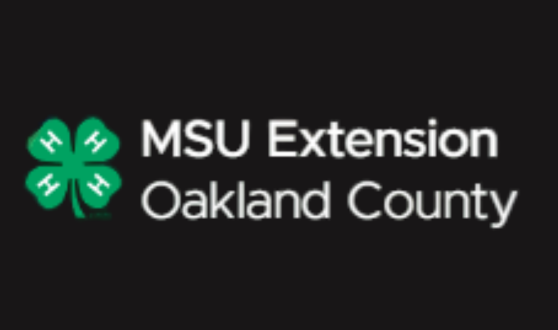 Green four leaf clover with an H on each leaf and text MSU Extension Oakland County