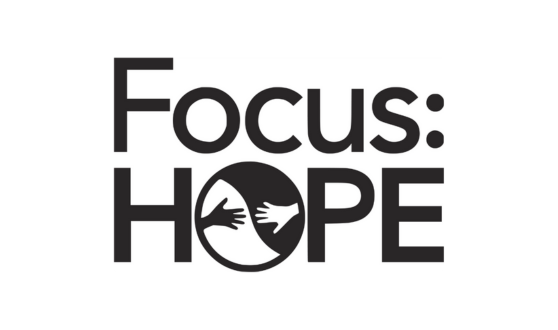 Text Focus: Hope where the O of Hope is formed by ands reaching toward each other in a circle.