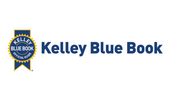 Blue and yellow medallion with text Kelley Blue Book Official Guide