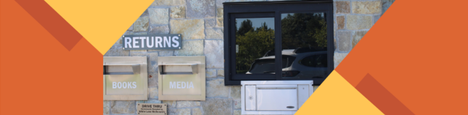 White Lake Township Library drive-up window for book pickup